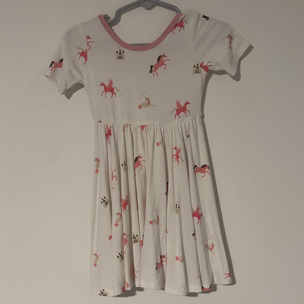 Kyte BABY Unicorn Dress - Cream and Pink